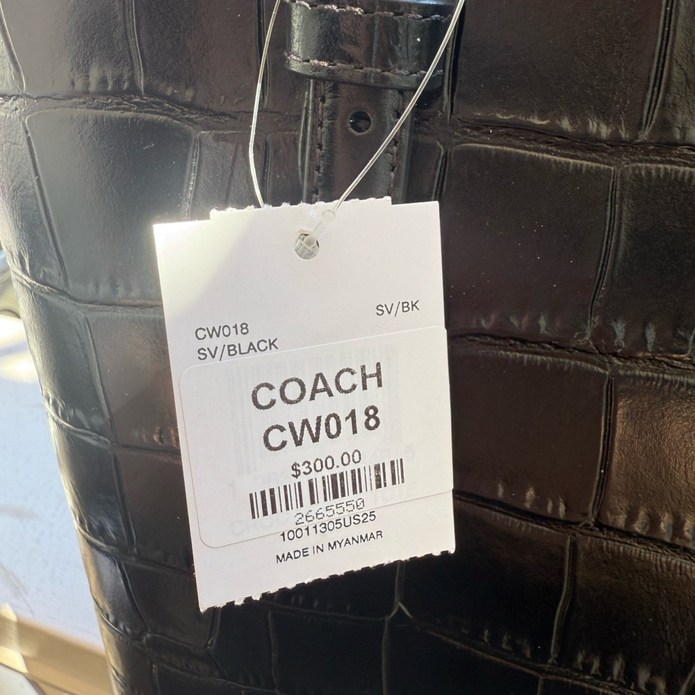 Coach Black Croc-Embossed Tote Bag - Picture 10 of 11